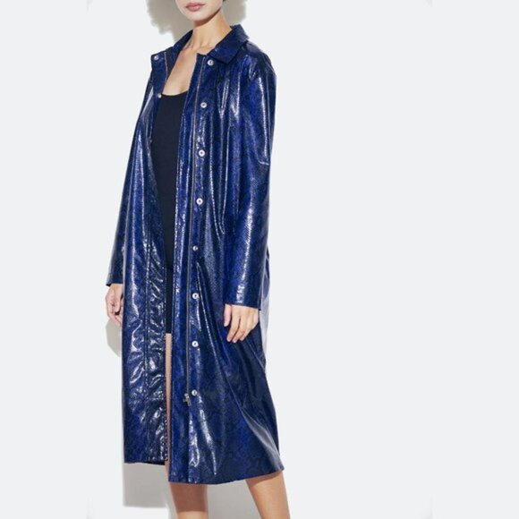 NWT Apparis black blue python faux leather duster jacket, M - Picture 11 of 16